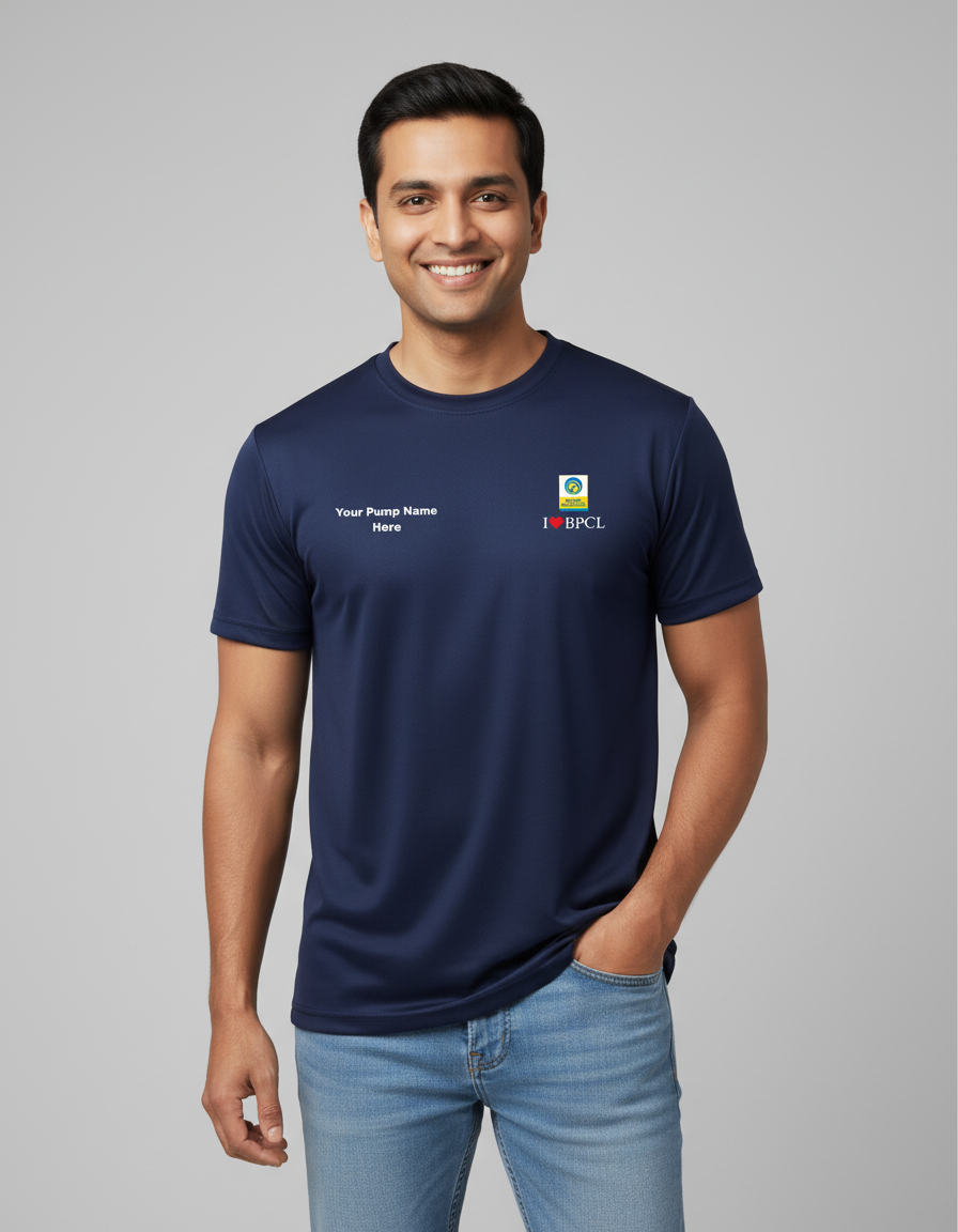 Promotional T-shirts (Dry-fit)for Iocl Bpcl Hpcl Nayara fuel Station/Petrol Pump