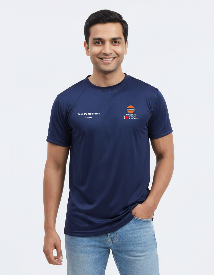 Promotional T-shirts (Dry-fit)for Iocl Bpcl Hpcl Nayara fuel Station/Petrol Pump